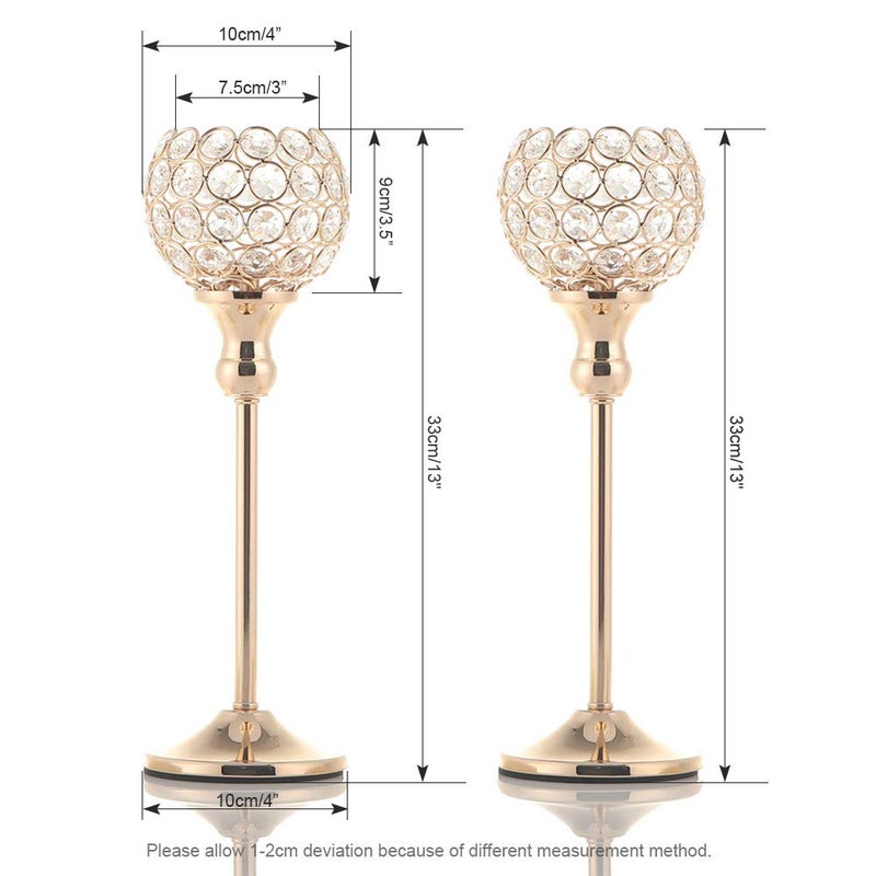 VINCIGANT Gold Crystal Candle Holders Set of 2 for Fireplace Coffee Table Mantle Decor,Wedding Home Halloween Decoration Centerpieces - Image 5